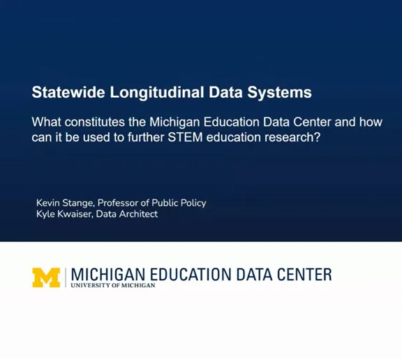 PEERS Data Hub webinar- Statewide Longitudinal Data Systems: Michigan Education Data Center